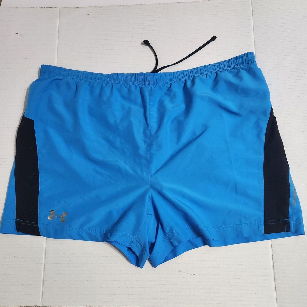 Under Armour HeatGear Men's XL Running Shorts Blue Black Athletic Workout Gym